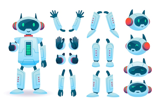 Free Vector gradient robot character constructor illustration