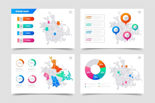 Gradient rome map infographics