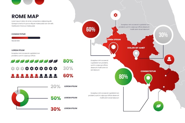 Free Vector gradient rome map infographics