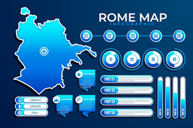 Free Vector gradient rome map infographics