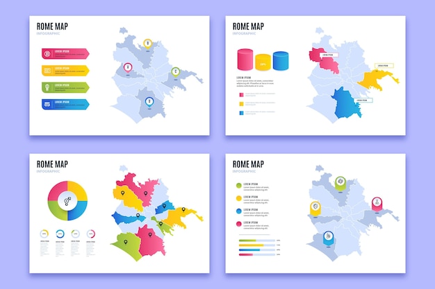 Gradient rome map infographics