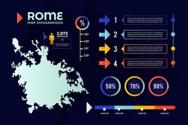 Gradient rome map infographics