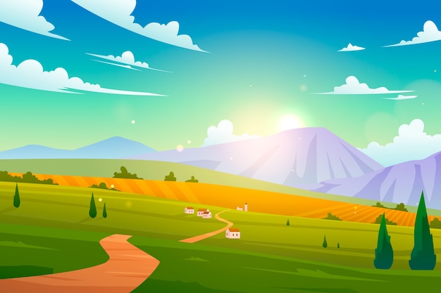 Free Vector gradient rural landscape background