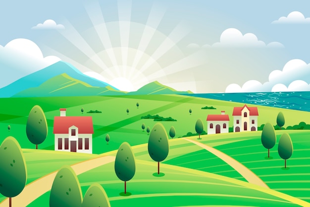 Free Vector gradient rural landscape background