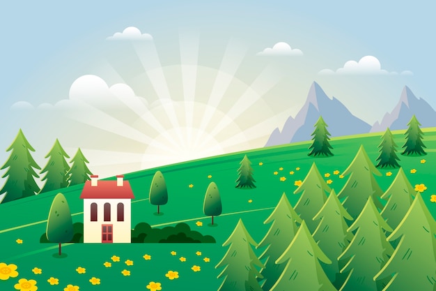 Free Vector gradient rural landscape background