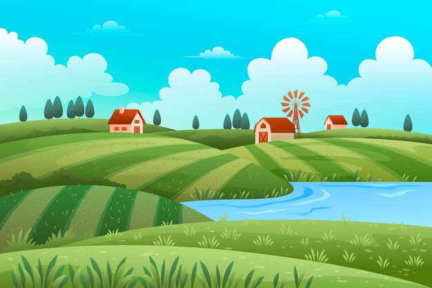 Gradient rural landscape background