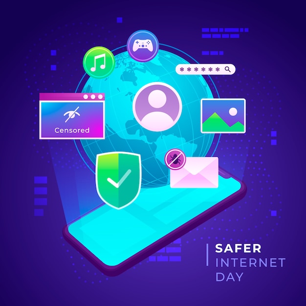 Gradient safer internet day illustration