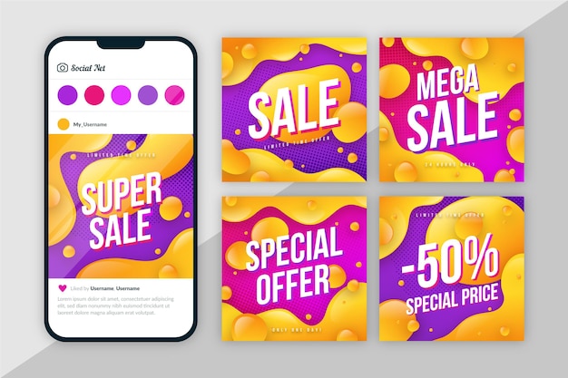 Free Vector gradient sale instagram post collection