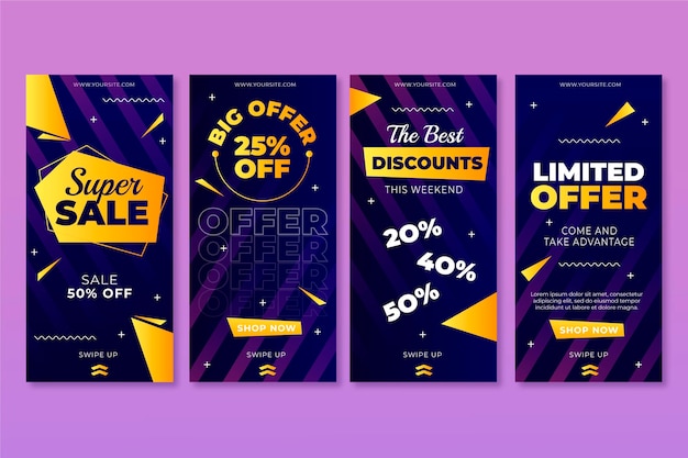 Free Vector gradient sale instagram story set