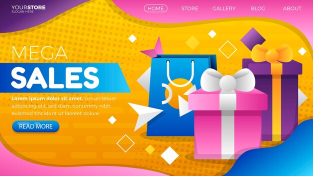 Gradient sale landing page template