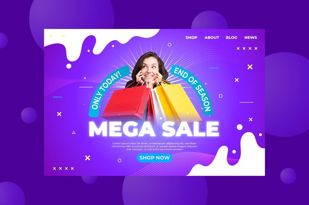 Gradient sale landing page template