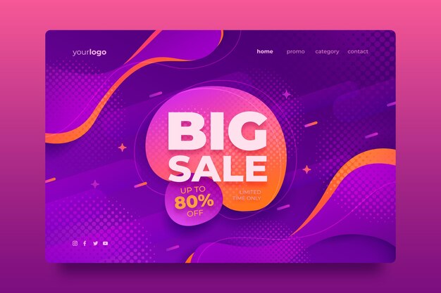 Gradient sale landing page template