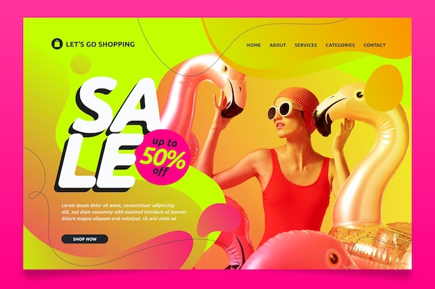 Gradient sale landing page with photo