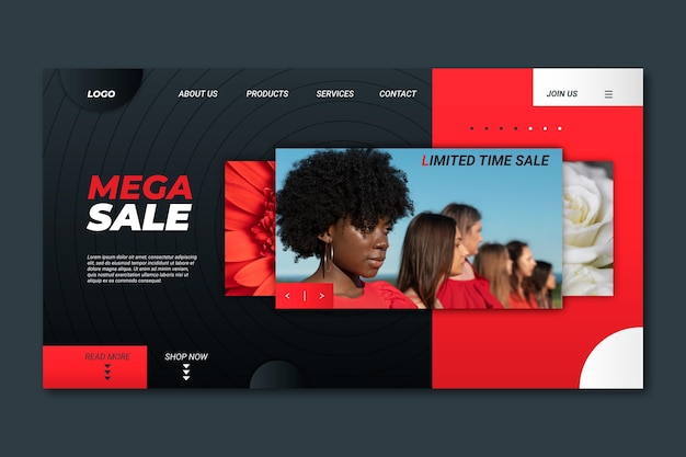 Free Vector gradient sale landing page with photo