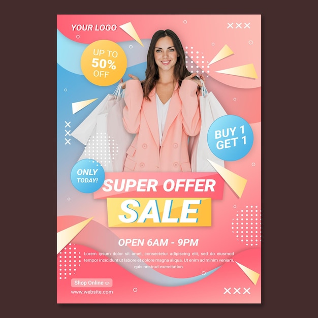 Gradient sale poster with photo