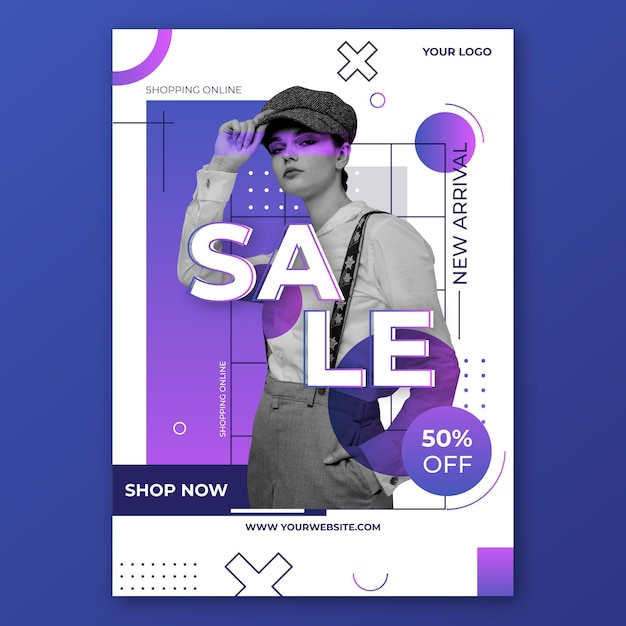 Gradient sale poster with photo