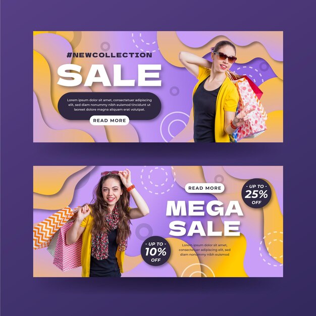 Gradient sales banners with photo