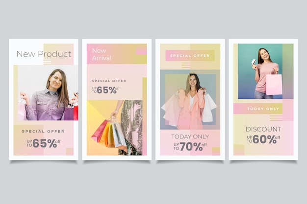 Free Vector gradient sales instagram stories set