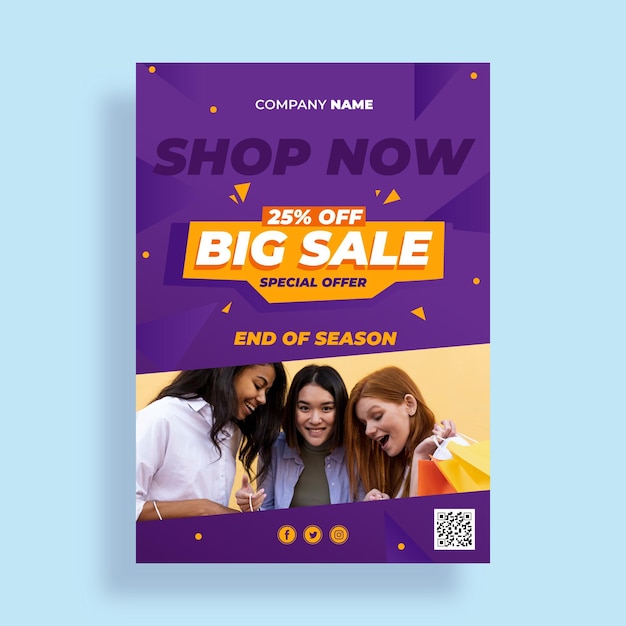 Gradient sales poster template with offer