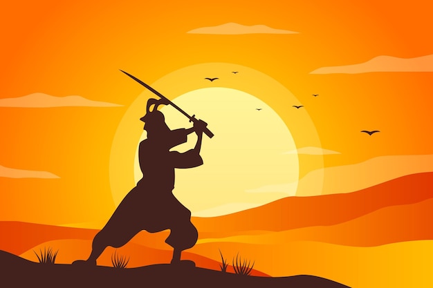 Gradient samurai silhouette background