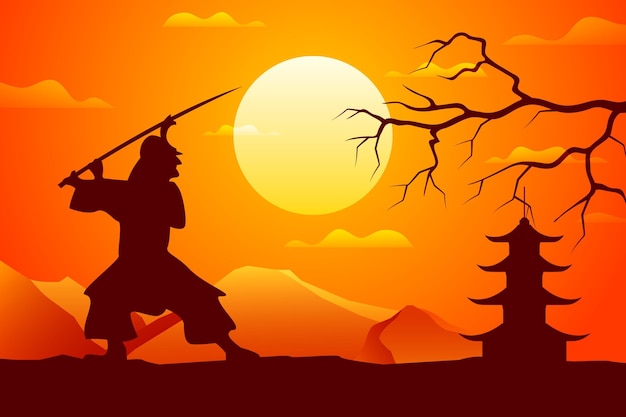 Gradient samurai silhouette background