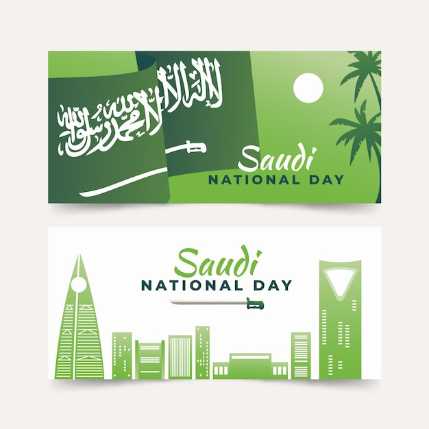 Gradient saudi national day banners set