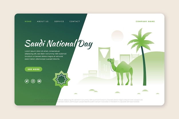 Gradient saudi national day landing page template