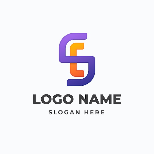 Gradient sc or cs logo template