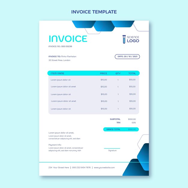 Gradient science invoice