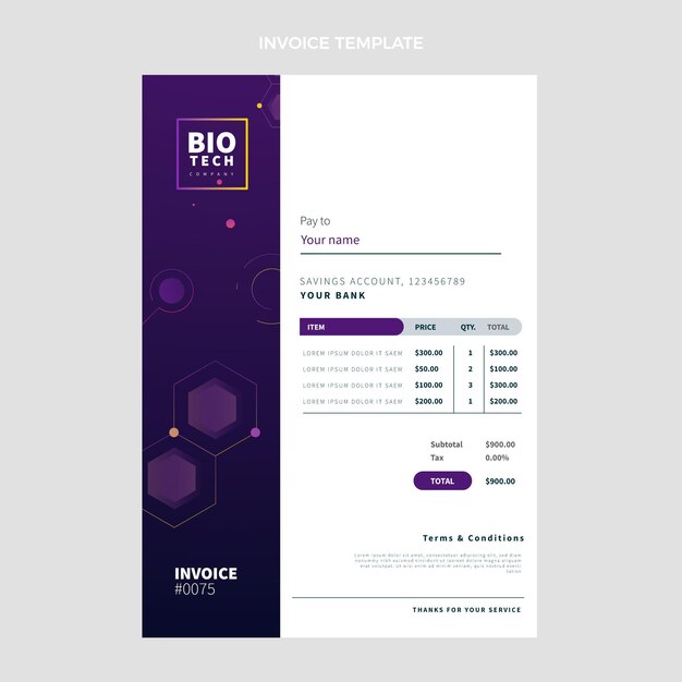 Gradient science invoice