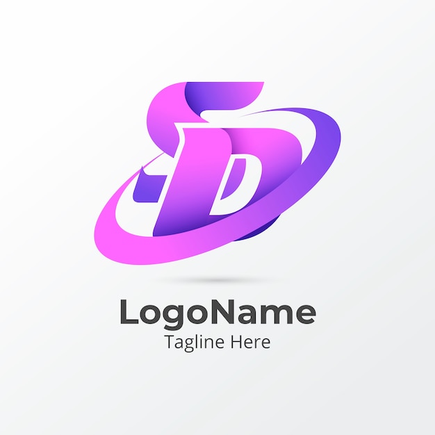 Gradient sd or ds logo