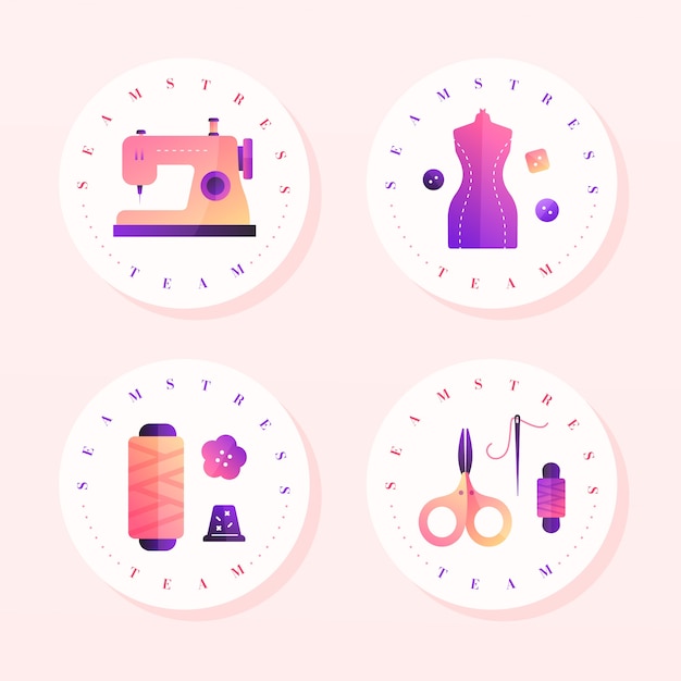 Free Vector gradient seamstress labels collection