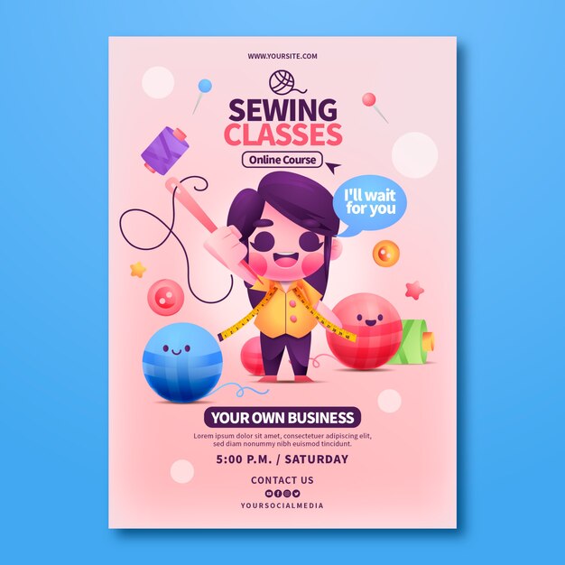 Gradient seamstress poster template