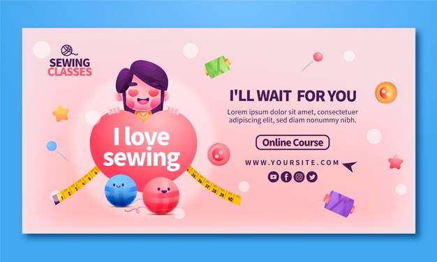 Gradient seamstress social media promo template