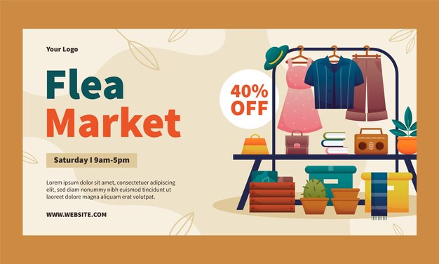 Gradient second-hand flea market facebook template