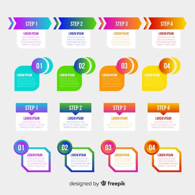 Gradient set of charts template