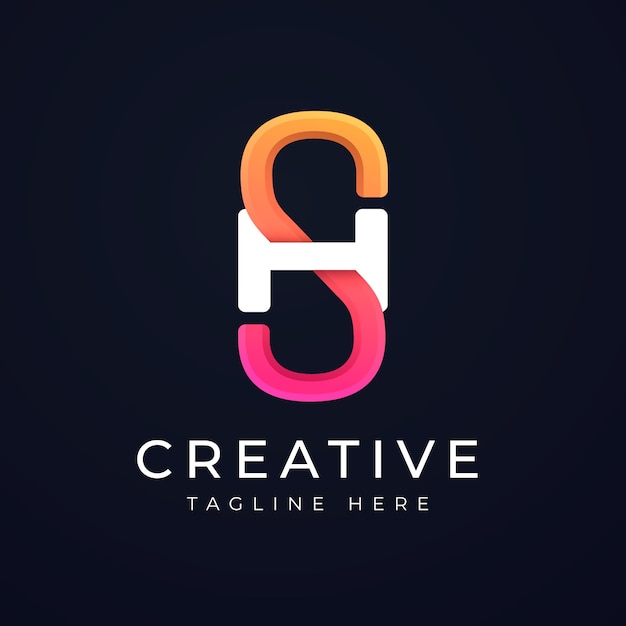 Free Vector gradient sh logo design