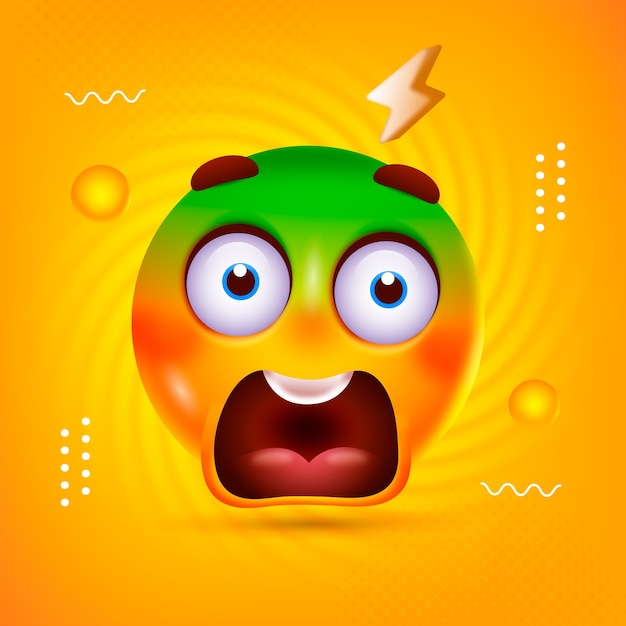 Free vector gradient shocked emoji illustration