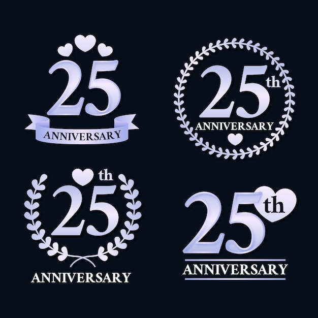 Free Vector gradient silver anniversary logo template