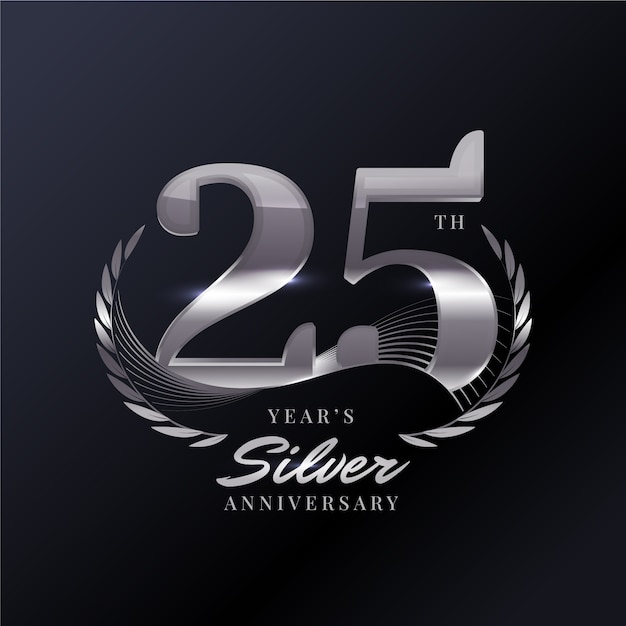 Free Vector gradient silver anniversary logo