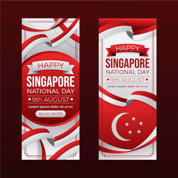 Gradient singapore national day banners set