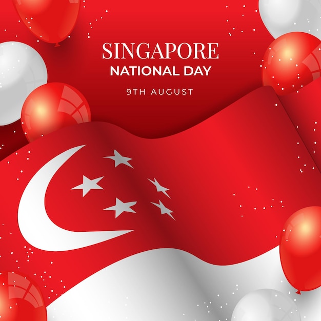 Gradient singapore national day illustration