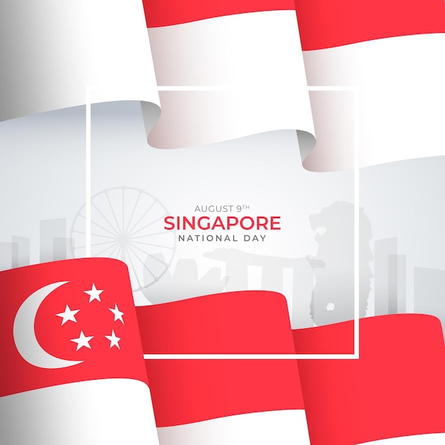 Gradient singapore national day illustration