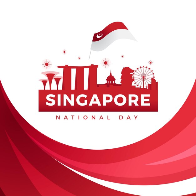 Gradient singapore national day illustration