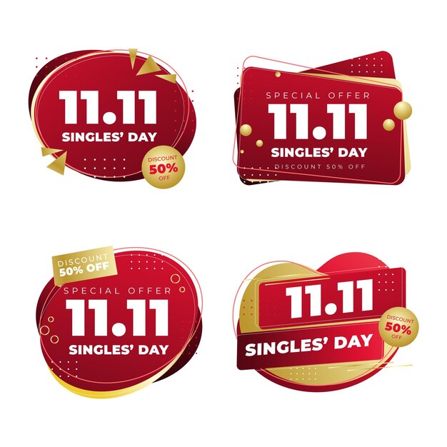 Gradient single's day labels collection