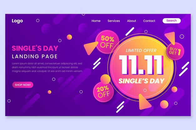 Gradient single's day landing page template