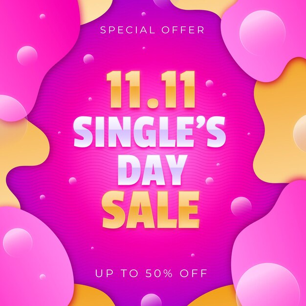 Gradient single's day sale illustration