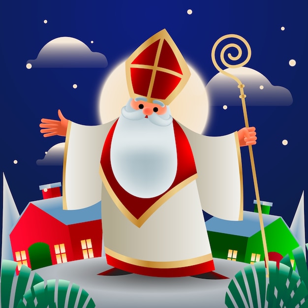 Free Vector gradient sinterklaas illustration with st. nicholas