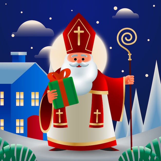 Free Vector gradient sinterklaas illustration with st. nicholas