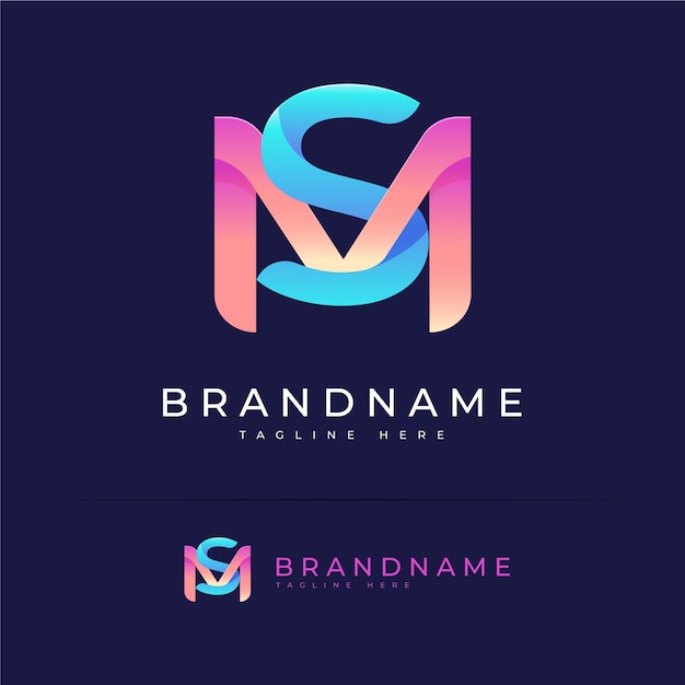 Free Vector gradient sm monogram logo design